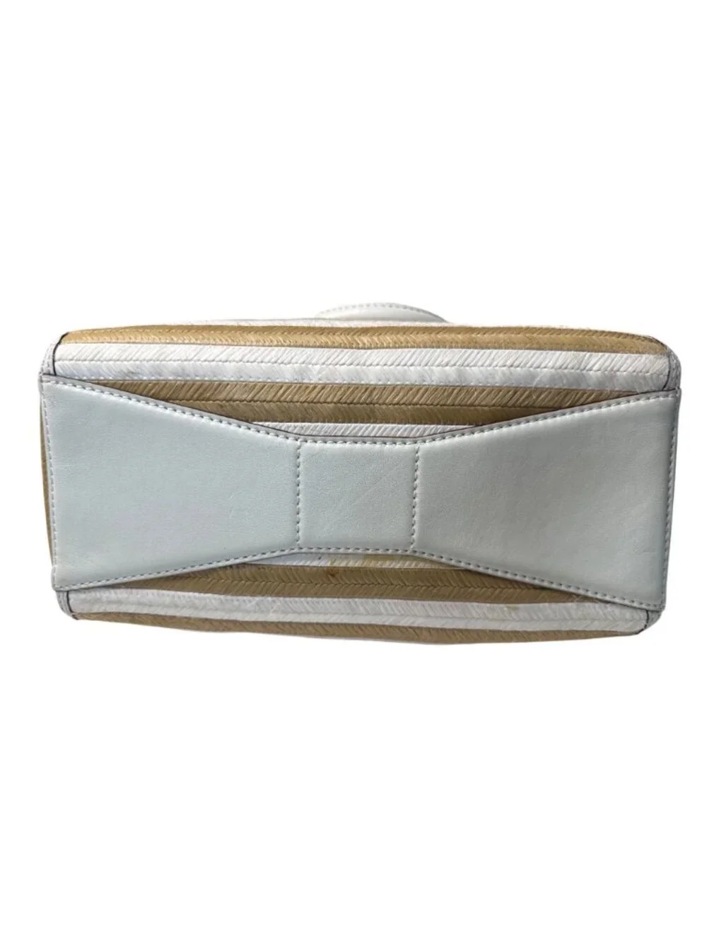 Kate Spade New York Catherine Street Pippa Handbag Striped Straw & White Leather